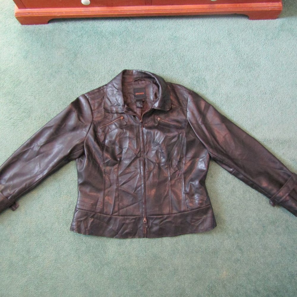 Faux Leather Spanner Biker Jacket